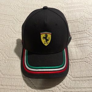 Authentic Ferrari Puma SnapBack Hat Black Tricolore